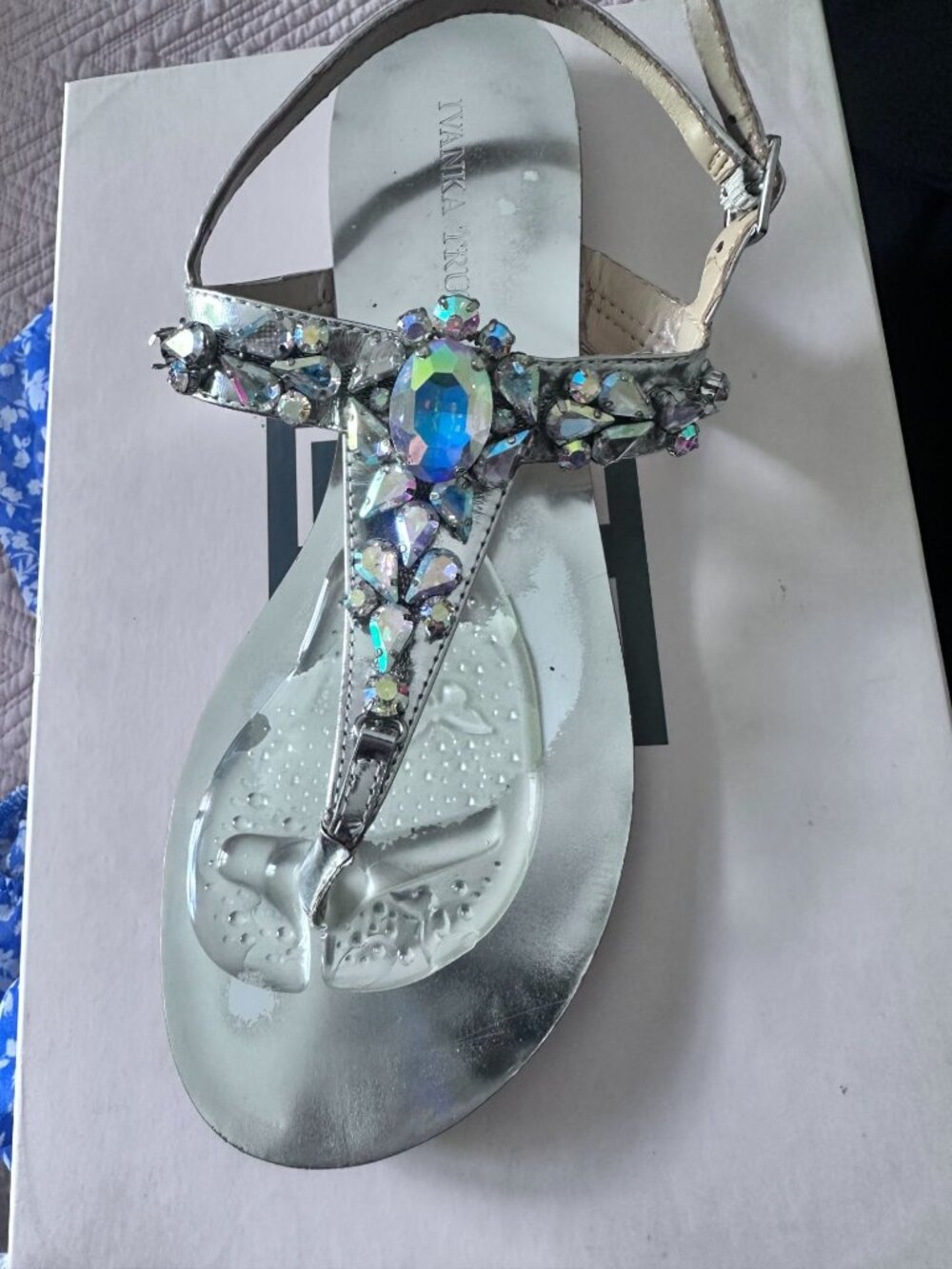 Ivanka Trump Felix dress sandals with open toes, thong straps, adjustable ankle